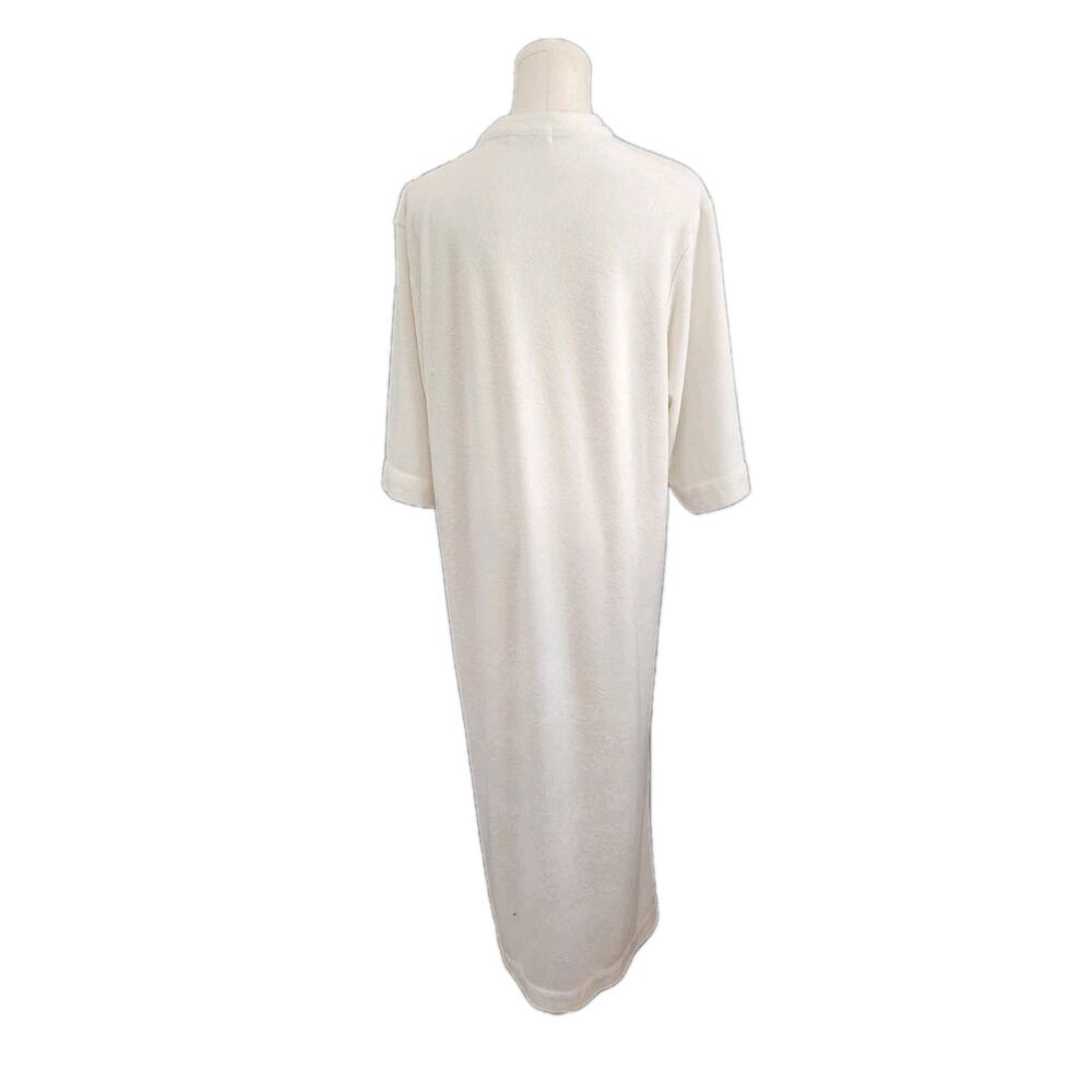 Barefoot Dreams Women Cozy Terry Placket Dolman Sleeve Midi Caftan SeaSalt/Cream - Picture 4 of 8